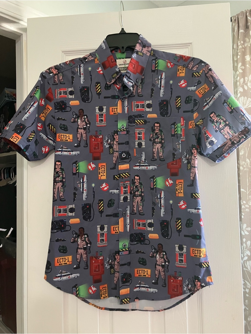 Ghostbusters Short-Sleeve Button-Up Shirt - Gray